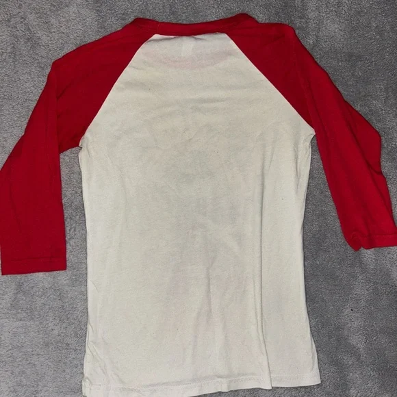 Bella Canvas Samurai Cat Raglan Tee - Red & Cream - Picture 2 of 3